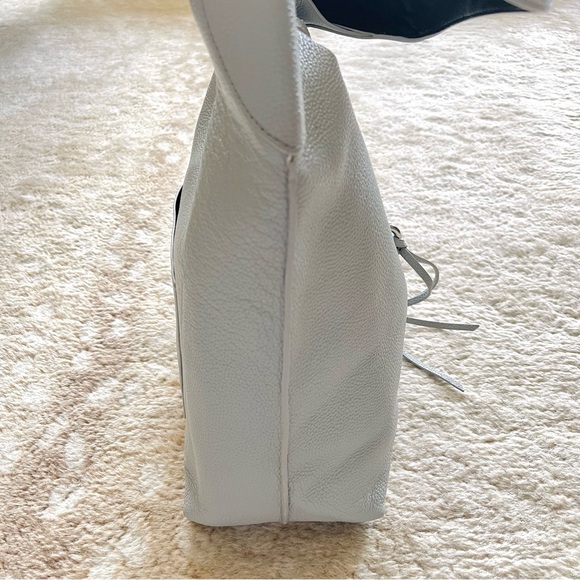 Rebecca Minkoff Megan Leather Boho Hobo Shoulder Bag In Perla Gray - Picture 4 of 16